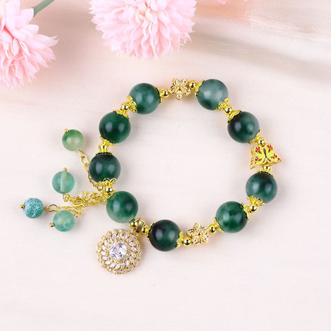 12MM Green Chalcedony Bead Natural Handmade Crystal Bracelet FJHGB001