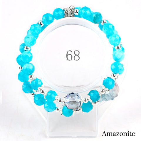 Natural Crystal Gemstone Handmade Stretchable Beaded Bracelet and Bangle(Exclusive Design) With Exquisite Gift Box