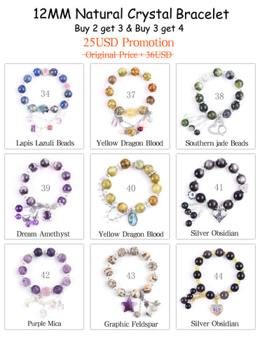 Natural Crystal Gemstone Handmade Stretchable Beaded Bracelet(Exclusive Design) With Exquisite Gift Box