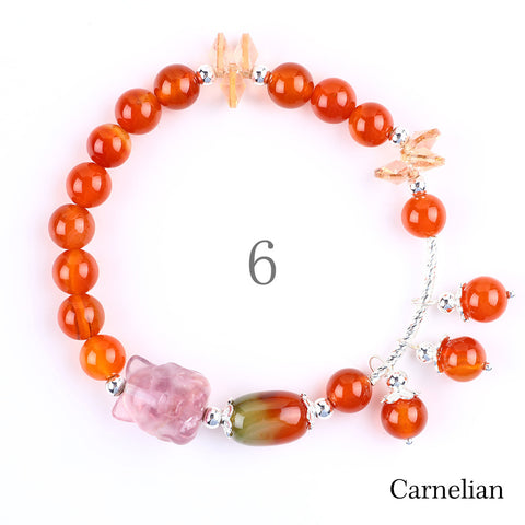 Natural Crystal Gemstone Handmade Stretchable Beaded Bracelet(Exclusive Design) With Exquisite Gift Box