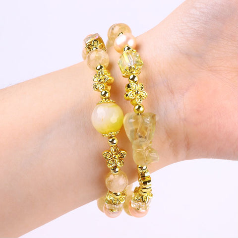 8MM Citrine Bead Natural Handmade Crystal Bangle FJHDCB001