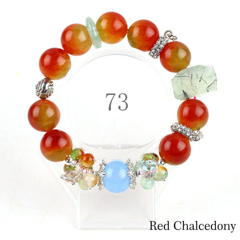 Natural Crystal Gemstone Handmade Stretchable Beaded Bracelet and Bangle(Exclusive Design) With Exquisite Gift Box