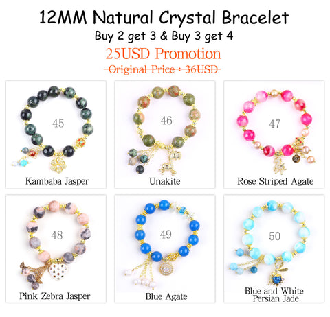 Natural Crystal Gemstone Handmade Stretchable Beaded Bracelet(Exclusive Design) With Exquisite Gift Box