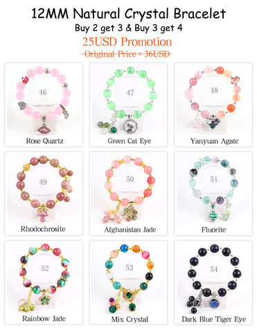 Natural Crystal Gemstone Handmade Stretchable Beaded Bracelet and Bangle(Exclusive Design) With Exquisite Gift Box