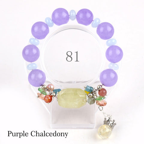 Natural Crystal Gemstone Handmade Stretchable Beaded Bracelet and Bangle(Exclusive Design) With Exquisite Gift Box