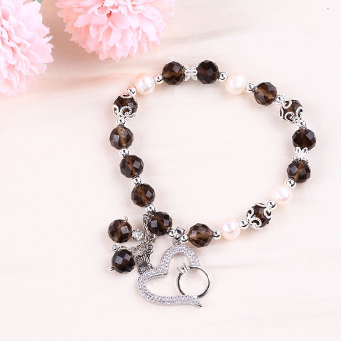 8MM Smoky Quartz Bead Natural  Handmade Crystal Bracelet FJHSB001