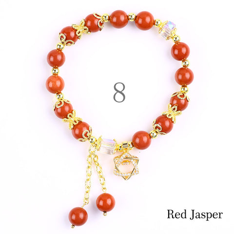 Natural Crystal Gemstone Handmade Stretchable Beaded Bracelet(Exclusive Design) With Exquisite Gift Box