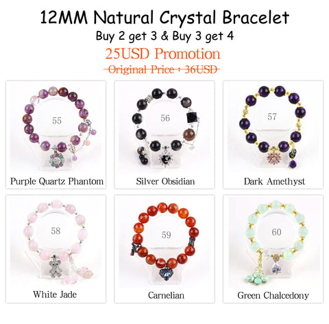 Natural Crystal Gemstone Handmade Stretchable Beaded Bracelet and Bangle(Exclusive Design) With Exquisite Gift Box