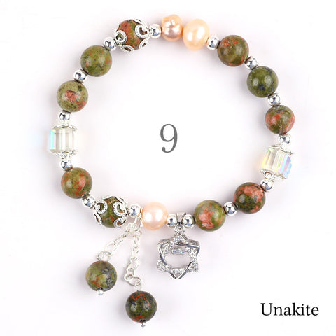 Natural Crystal Gemstone Handmade Stretchable Beaded Bracelet(Exclusive Design) With Exquisite Gift Box