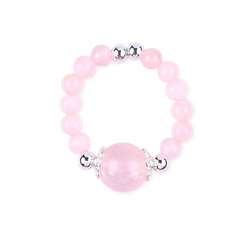 4MM Rose Quartz Bead Natural Handmade Crystal Adjustable Ring FJHRR001