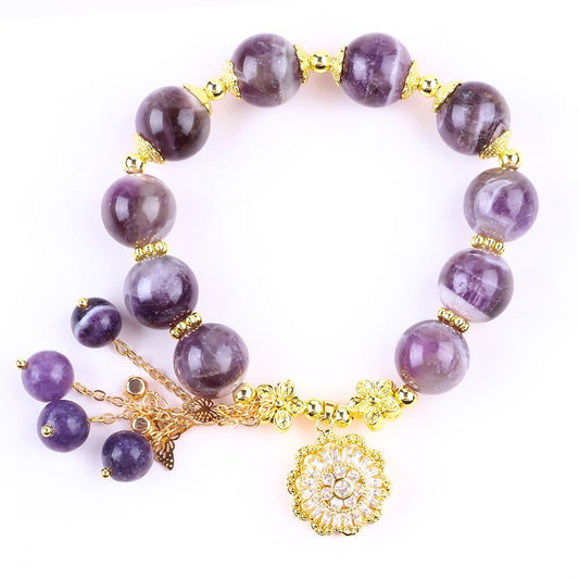 12MM Dream Amethyst Bead Natural Handmade Crystal Bracelet FJHASB001