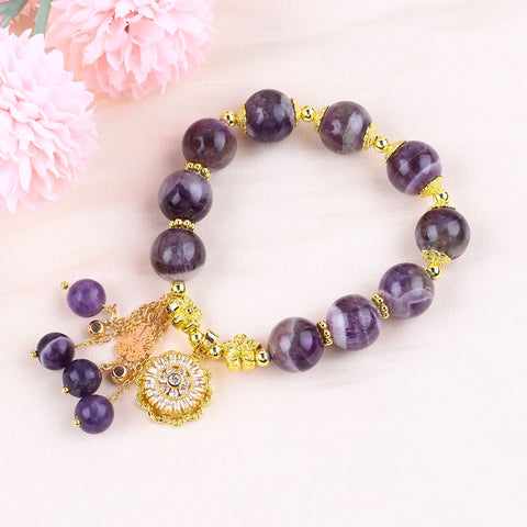 12MM Dream Amethyst Bead Natural Handmade Crystal Bracelet FJHASB001