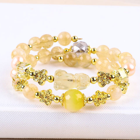 8MM Citrine Bead Natural Handmade Crystal Bangle FJHDCB001