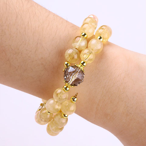 8MM Citrine Bead Natural Handmade Crystal Bangle FJHDCB001