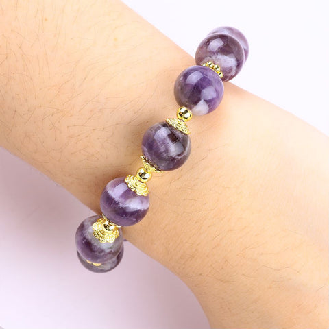 12MM Dream Amethyst Bead Natural Handmade Crystal Bracelet FJHASB001