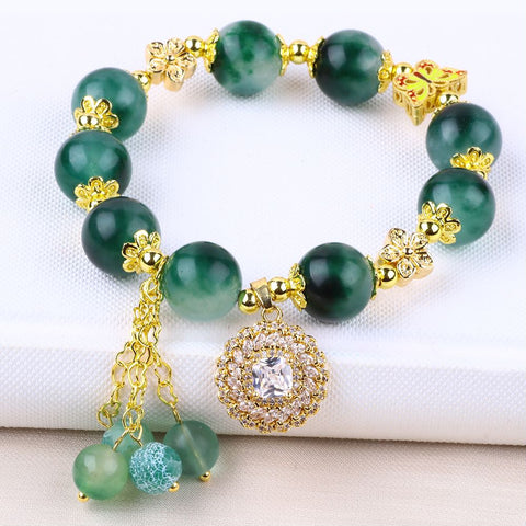 12MM Green Chalcedony Bead Natural Handmade Crystal Bracelet FJHGB001