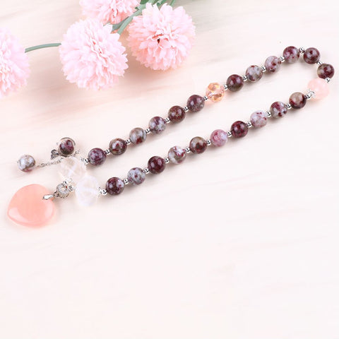 10MM Plum Blossom Tourmaline with Pink Heart   Multi-Layer Bead Natural Handmade Crystal Bracelet FJHMPP001