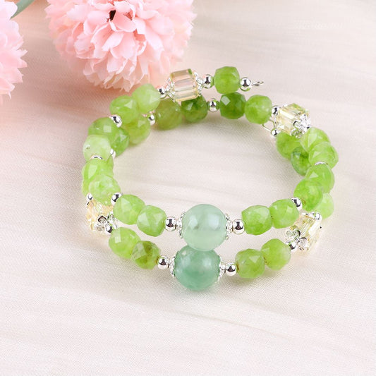 6 MM Peridot Bead Natural Handmade Crystal Bangle FJHDPB001