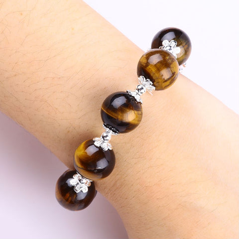 14MM Tiger Eye Bead Natural Handmade Crystal Bracelet FJHTB001