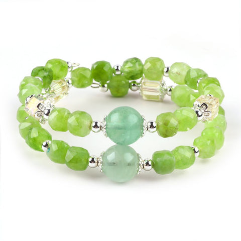 6 MM Peridot Bead Natural Handmade Crystal Bangle FJHDPB001