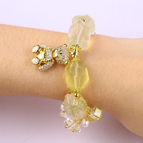 14MM Citrine Raw Bead Natural Handmade Crystal Bracelet FJHCRB001