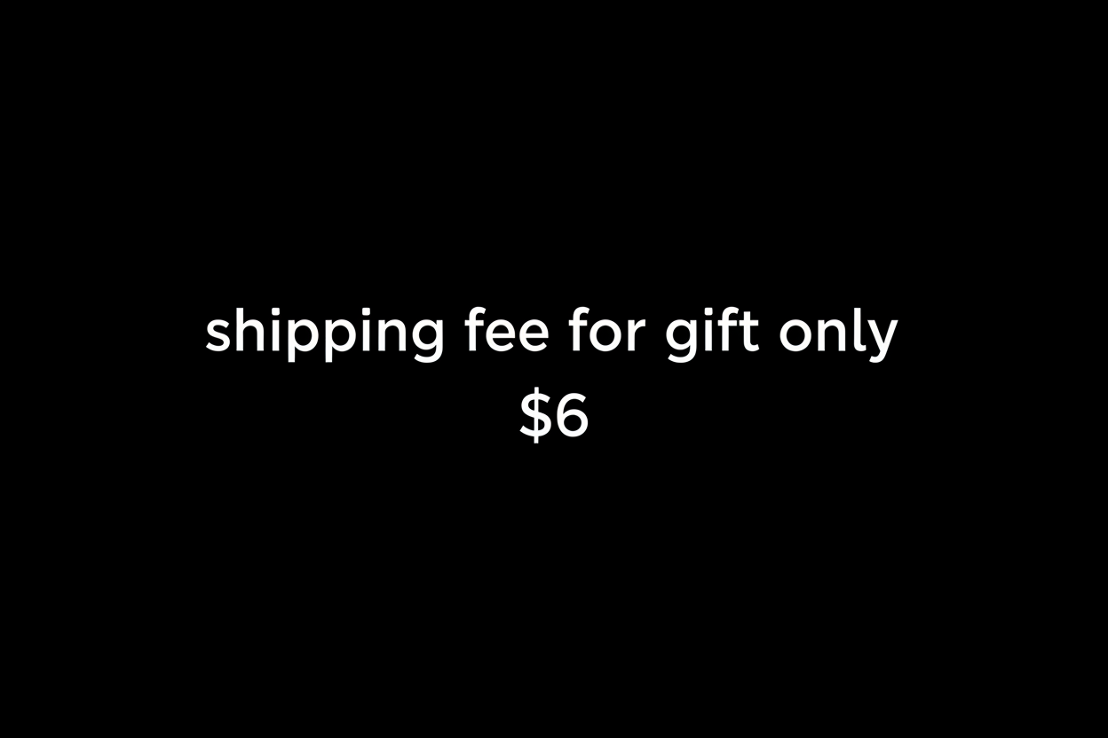 生成一张黑色底图，白色字体单词：shipping fee for gift only, $6