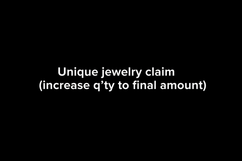 生成一张黑色底图，白色字体单词：Unique jewelry claim(increase q'ty to final amount)